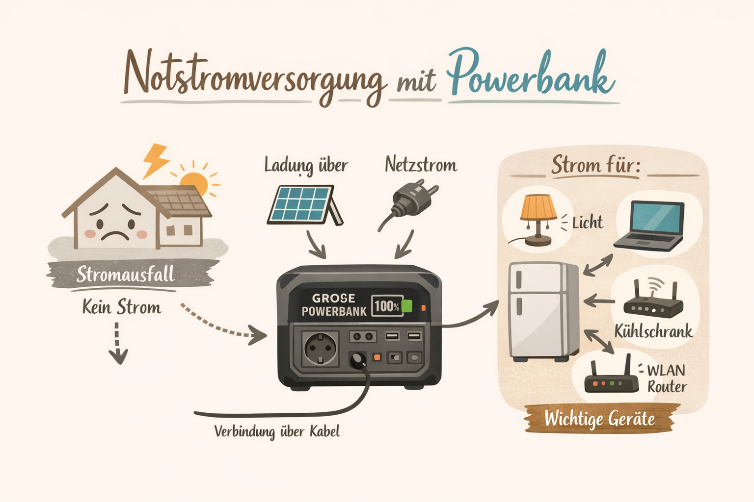 Ersatzstrom schematisch dargestellt